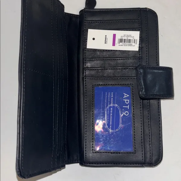 Safe Keeper Black Genuine Leather Wallet Multiple Card Holders Snap/Zip Closure - Image 9