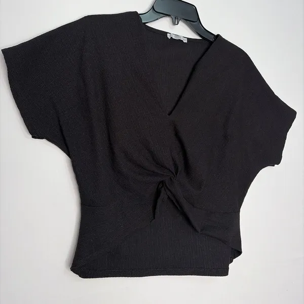 ZARA women’s Size S Black Twist Front Cut Out V Neck Top(A213)&✨ - Image 7