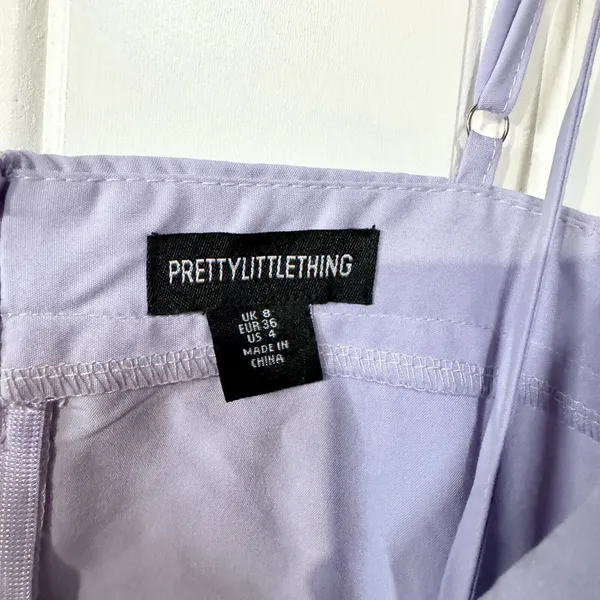 PRETTYLITTLETHING Dress Women‎ Size 4 Purple Crutched Ruffled Cutout Mini Strap - Image 2