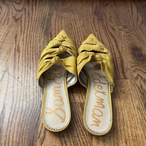 Sam Edelman Shanti Knotted Trim Pointed Toe Slide Mules Tuscan Yellow Size 8 - Image 3