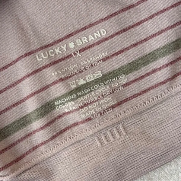 Lucky Brand Womens‎ Seamless Logo Striped Bralette Mauve Size 1X - Image 7