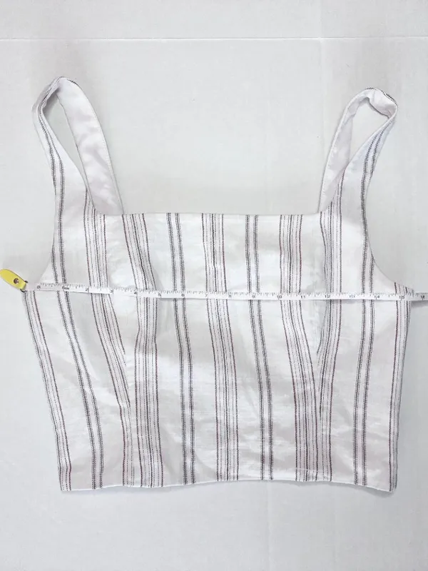 Antonio Melani Striped Crop Top 100% Cotton - Ivory / Bark - Size 12 - Image 6