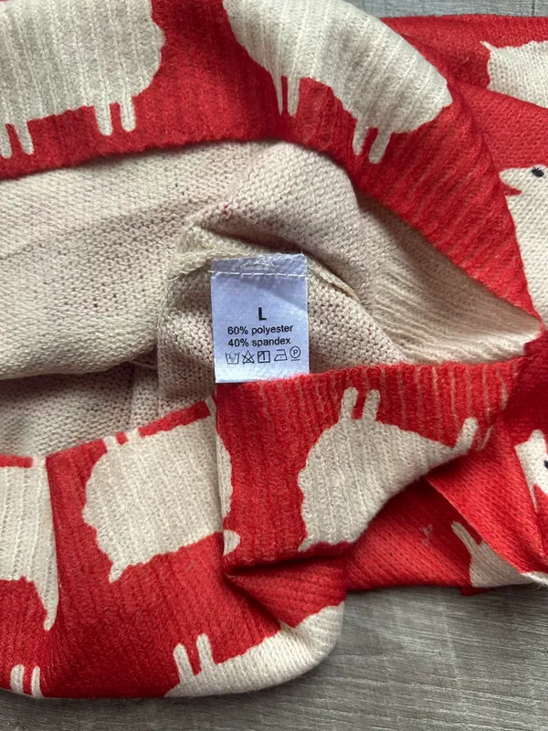 Sheep Pattern Crew Neck Pullover Sweater Size L - Image 4