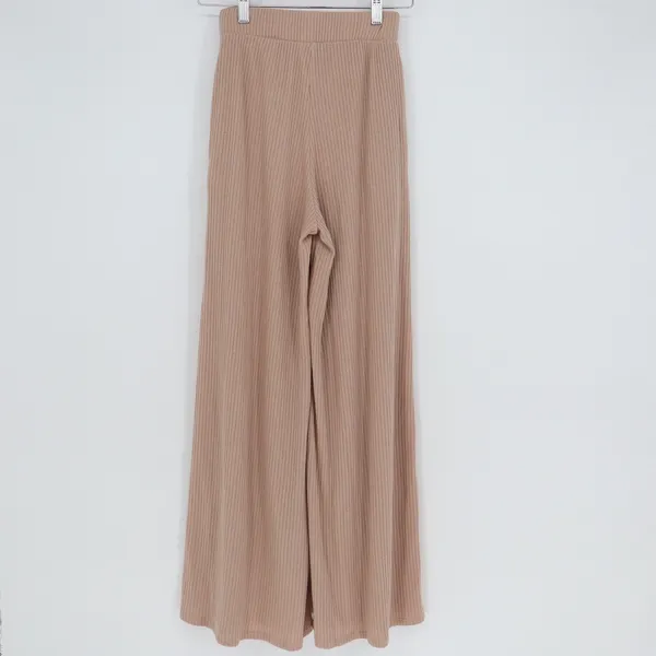 By Together Ribbed Wide Leg Palazzo Pants Mauve Pink High Waist Small - Image 4