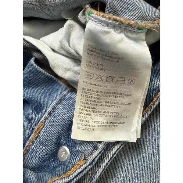 H&M Women Light Wash High Waist Wide Leg Raw Hem Jeans Size 2 US 34 EUR‎ - Image 4