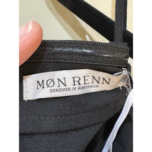 Mon Renn Winslow Midi Dress Linen Strapless Black Minimalistic Women Size M/10 - Image 5