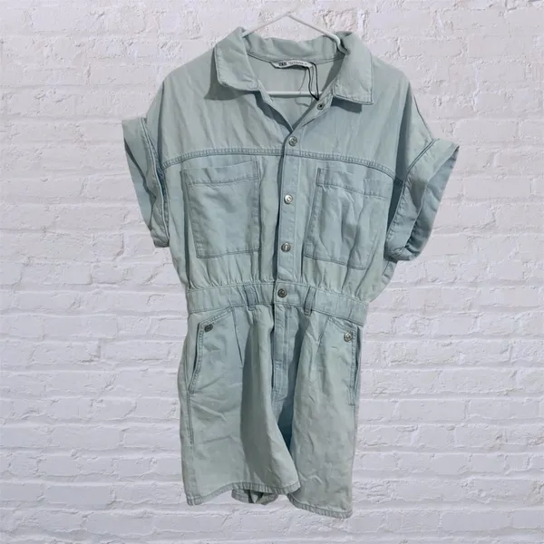 Zara Women’s Romper  Light Blue Denim - Image 2