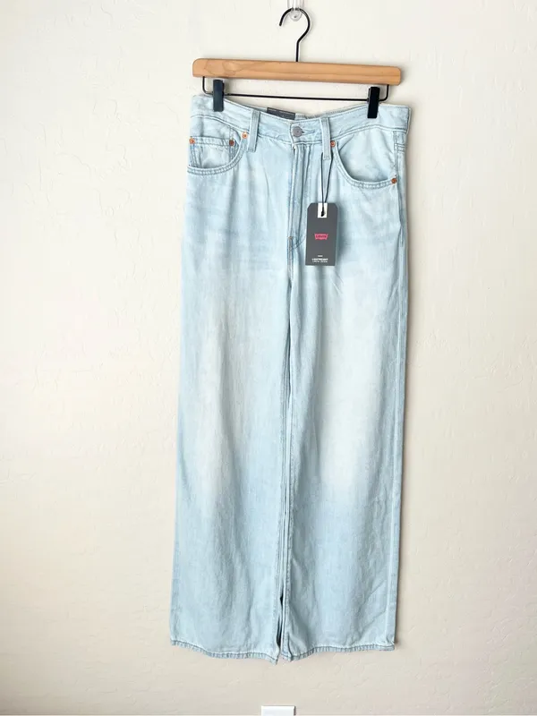 Levi’s Ribcage wide leg jeans linen and denim light wash NEW 27 - Image 7