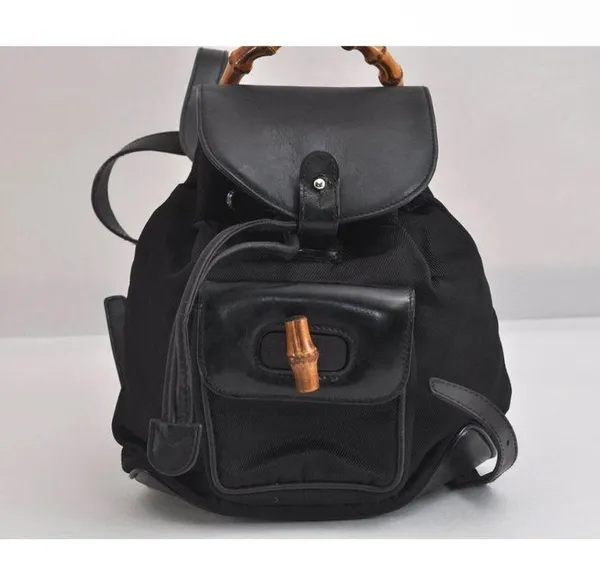 Gucci Black Backpack with Bamboo Handle - Image 2