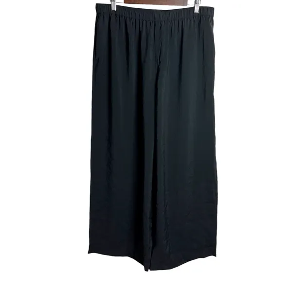 Madewell Wide Leg‎ Elastic Waist Lightweight Pants Size Large Black - Image 2