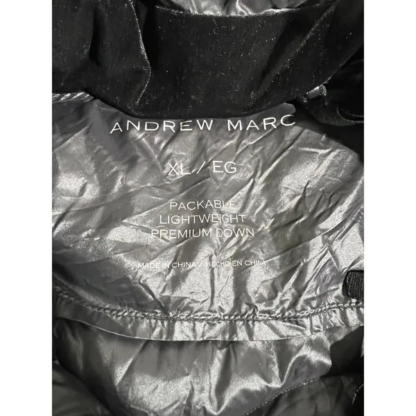 Andrew Marc Long Down Puffer Coat Black XL 650 Fill Packable Hooded Winter - Image 14
