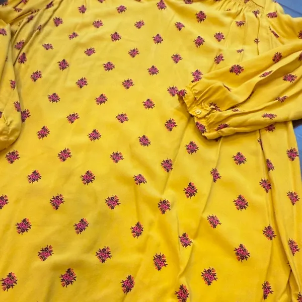 Women’s Old Navy Yellow Patterned Long Sleeve Shift Dress - Size XL C15-006 - Image 8