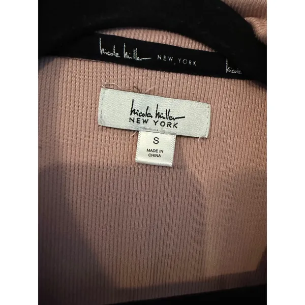 Nicole Miller New York Pajama Set Womens Small Pink Ribbed Knit 2pc Loungewear - Image 3
