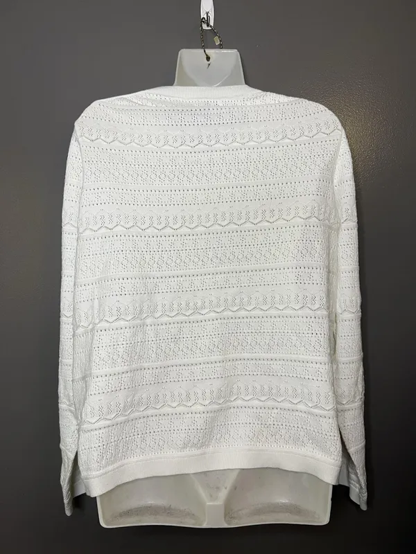 J.CREW Cardigan Sweater Womens XXL White Open Knit Button Front Lightweight - Image 6