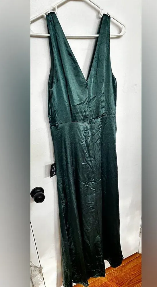 Elegant Green Satin Dress Size L - Image 6