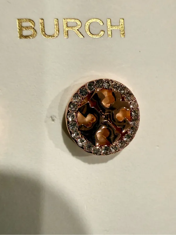 Tory Burch | Rose Gold Logo Crystal Halo Stud Earrings | Extra Small - Image 4