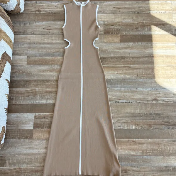 DISSH Binding Wheat Knit Maxi Dress High Neck Cut Out ribbed size L - Image 3
