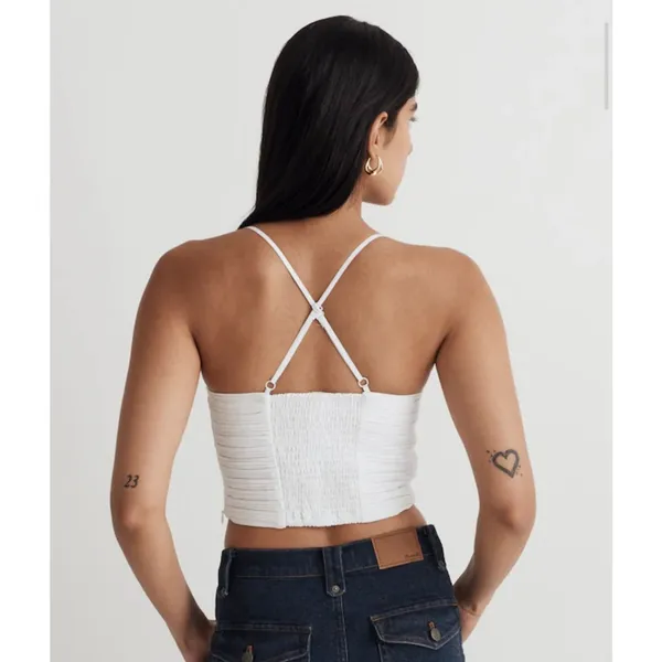 Madewell Wendy Poplin Crop Top in White. Size 4. NWOT - Image 4
