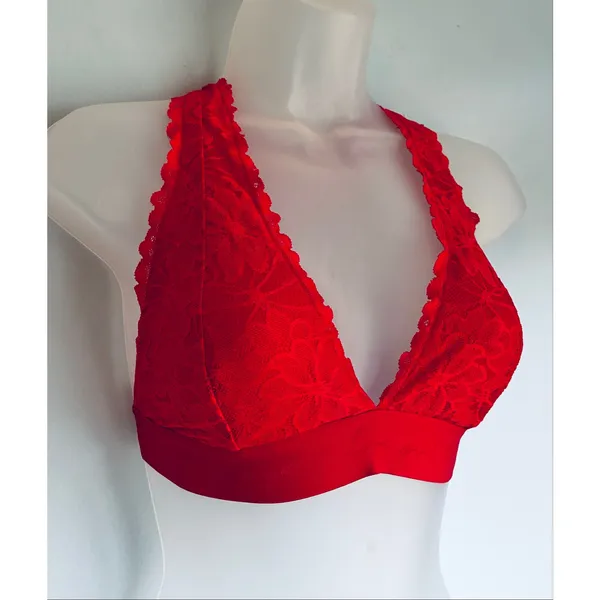 PINK Victoria's Secret Bralette Red Lace Large Fairy Coquette - Image 2
