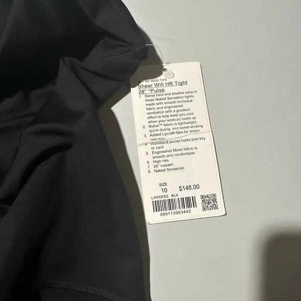 NWT Lululemon Leggings Sheer Will Pulse HR Leggings Size 10 ($148 Retail)28” - Image 4