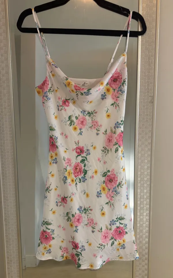 Altar'd State White Floral Slip Dress with Pink Roses NWT - Image 3