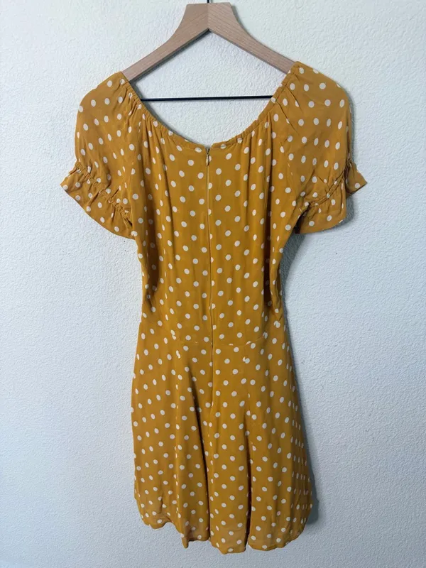 Reformation‎ Arlene Dress Yellow Polka Dot Womens Size 2 - Image 7