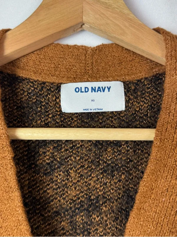 Old Navy‎ Brown Oversized Leopard Print Ribbed Knit Cardigan Sweater XS - Image 6