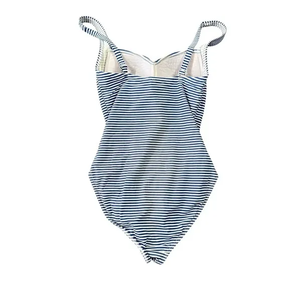 Sea Level Australia Blue White Striped Ruched One Piece Swimsuit‎ US 4 Nautical - Image 6