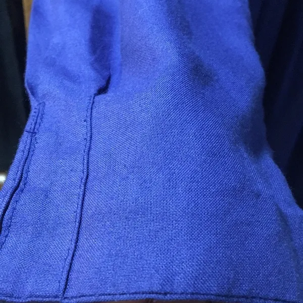 Vintage 80s Royal Blue Prairie Dress Modest Long Sleeve Size 12 Woman’s Large XL - Image 7