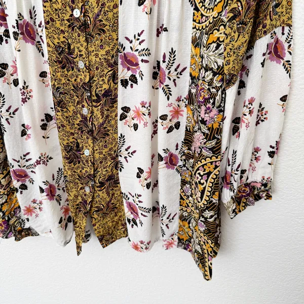 [Jane & Delancey] Mixed Floral Print Button Down Oversized Boho Blouse Sz Large - Image 7