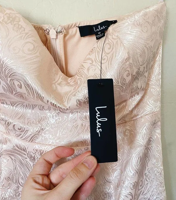 NWT Lulu’s True Romance Light Pink Floral Satin Jacquard Strapless Dress - Image 7