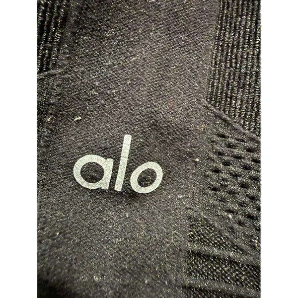 Alo Yoga Womens Black Moto High Waist Ribbed Mesh Inset Leggings Size Medium - Image 4