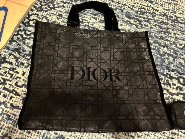 Christian Dior Black Tote Bag and Makeup Bag - Image 4