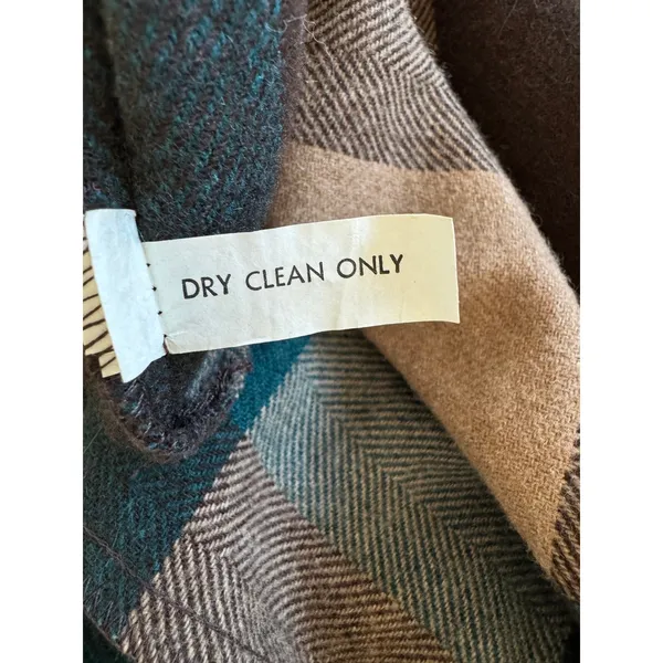 Vintage ‘80s Shelly’s Tall American Beauty Brown & Teal Wool A-Line Midi Skirt - Image 10