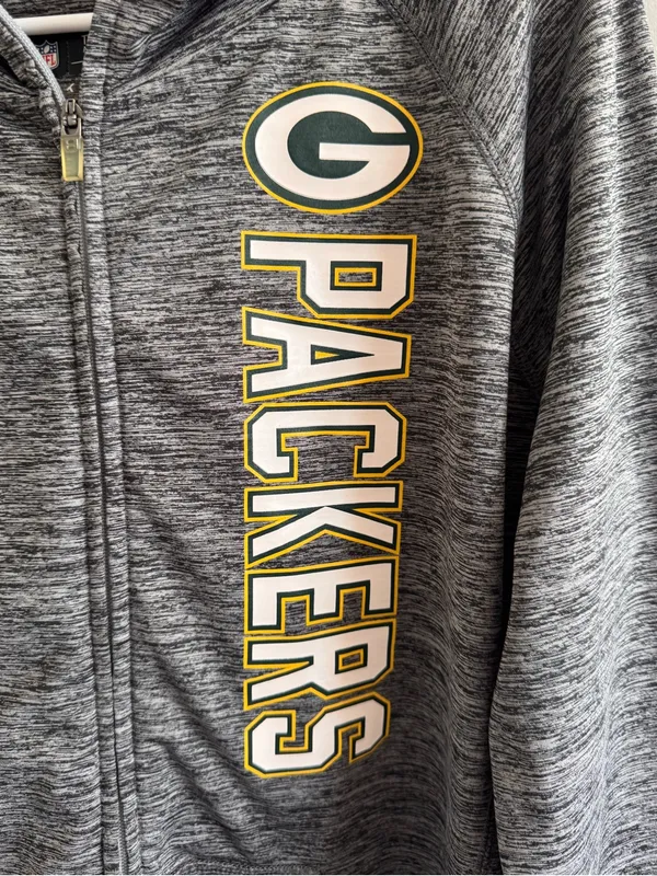 NFL Green Bay Packers Women's Large Gray‎ Full Zip Hoodie Jacket L - Image 4