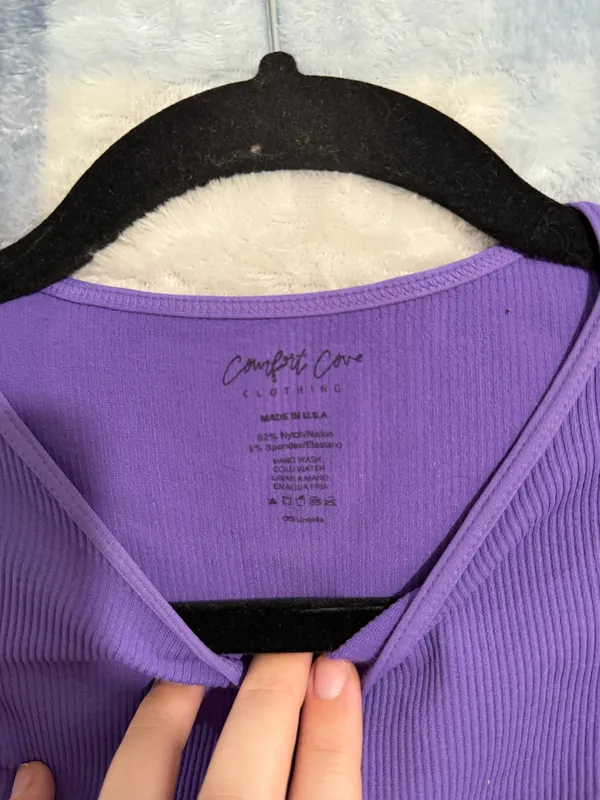Comfort Cove Clothing Purple High Neck Ribbed Cropped Tank Top OS - Image 3