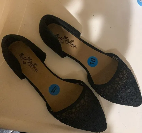 Self Esteem Black Flats with Black Netting - Image 5