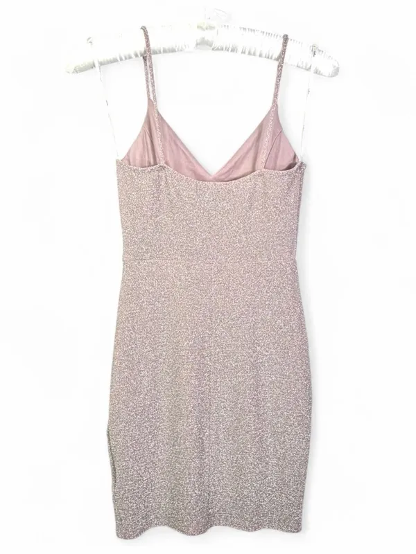 LULUS Women’s Forever Your Girl Metallic Blush Pink Bodycon Mini Dress Size M - Image 14