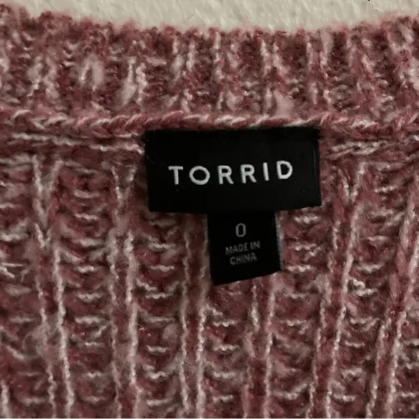 Torrid Pullover‎ Slouchy V-Neck Tunic Sweater Chunky pink ombre Stripe M/10/00 - Image 9