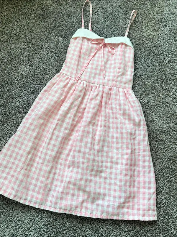 Handmade Vietnam Coquette Pink Gingham Sundress - Image 2