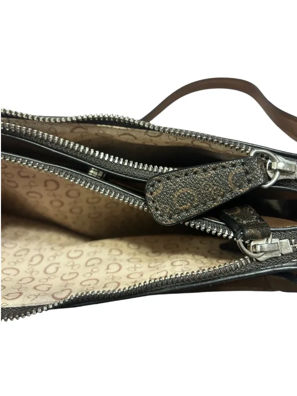 Guess Brown Logo Monogram Bag - Image 4