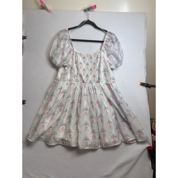 Celebrity Pink Bridgerton Floral Puff Sleeve Babydoll Mini Dress XXL Limited Ed - Image 4