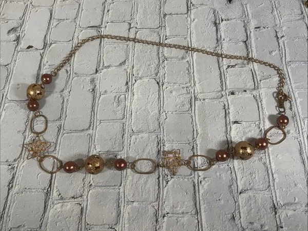 Bronze Gold Tone Chain Y2K Belt Necklace Waist Chain Boho - Image 3