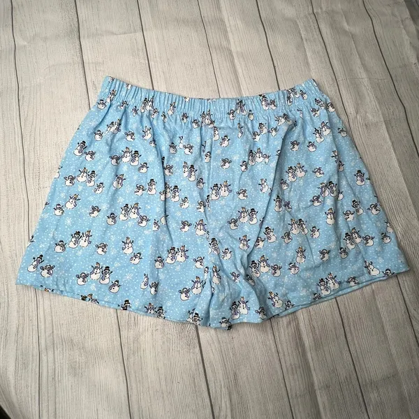 Holiday Snowman Christmas Winter Boxer Shorts Size XL Adult Baby Blue - Image 2