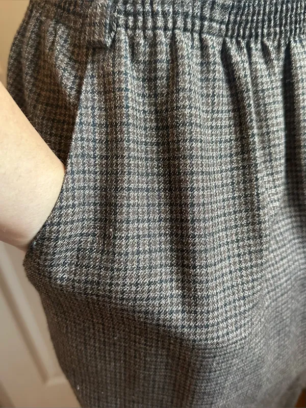 Briggs New York Color Browns Black Houndstooth Elastic Waist Midi Skirt Sz 12 - Image 5