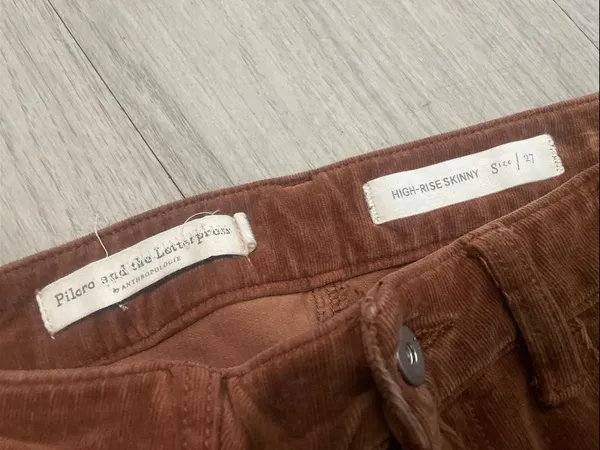 Anthropologie Skinny Corduroy Jeans - Rust Brown - Image 2