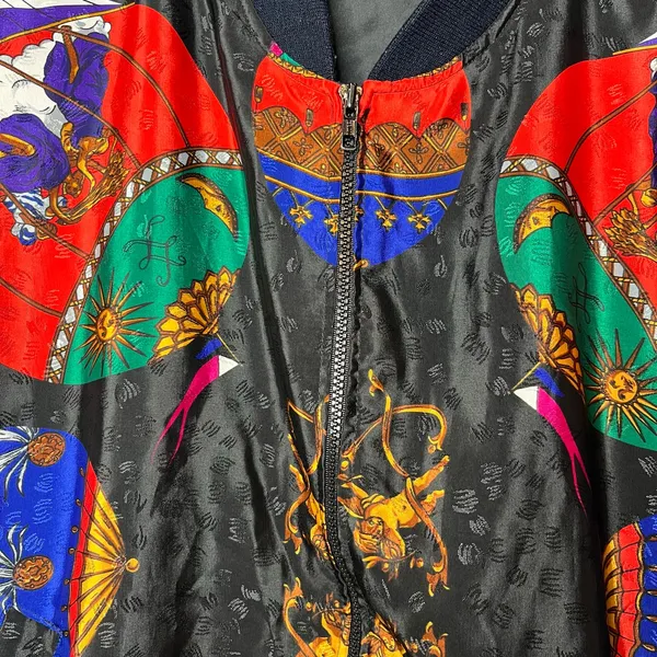 Vintage Kocal Baroque Bomber Jacket Hot Air Balloon Print Windbreaker 80s 1 Size - Image 2
