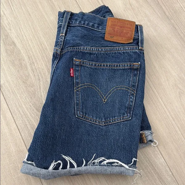 Levi's Dark Blue Jean Shorts - Image 2