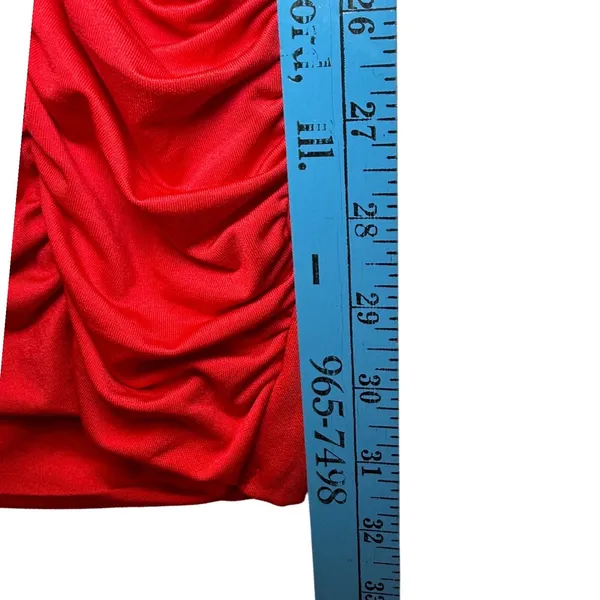 Hello Molly Red Ruched Mini Dress Bodycon V-Neck Strappy Cross Back A02460-red-8 - Image 4