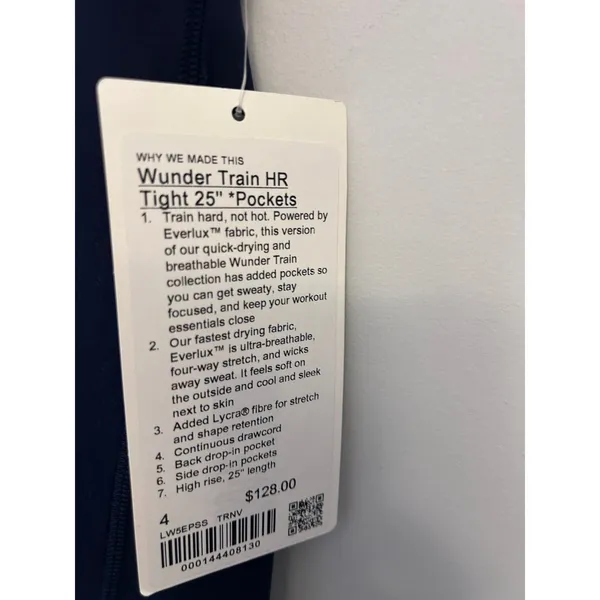NWT Lululemon Wunder Train HR Tight 25" with Pockets size 4 25” True Navy - Image 3